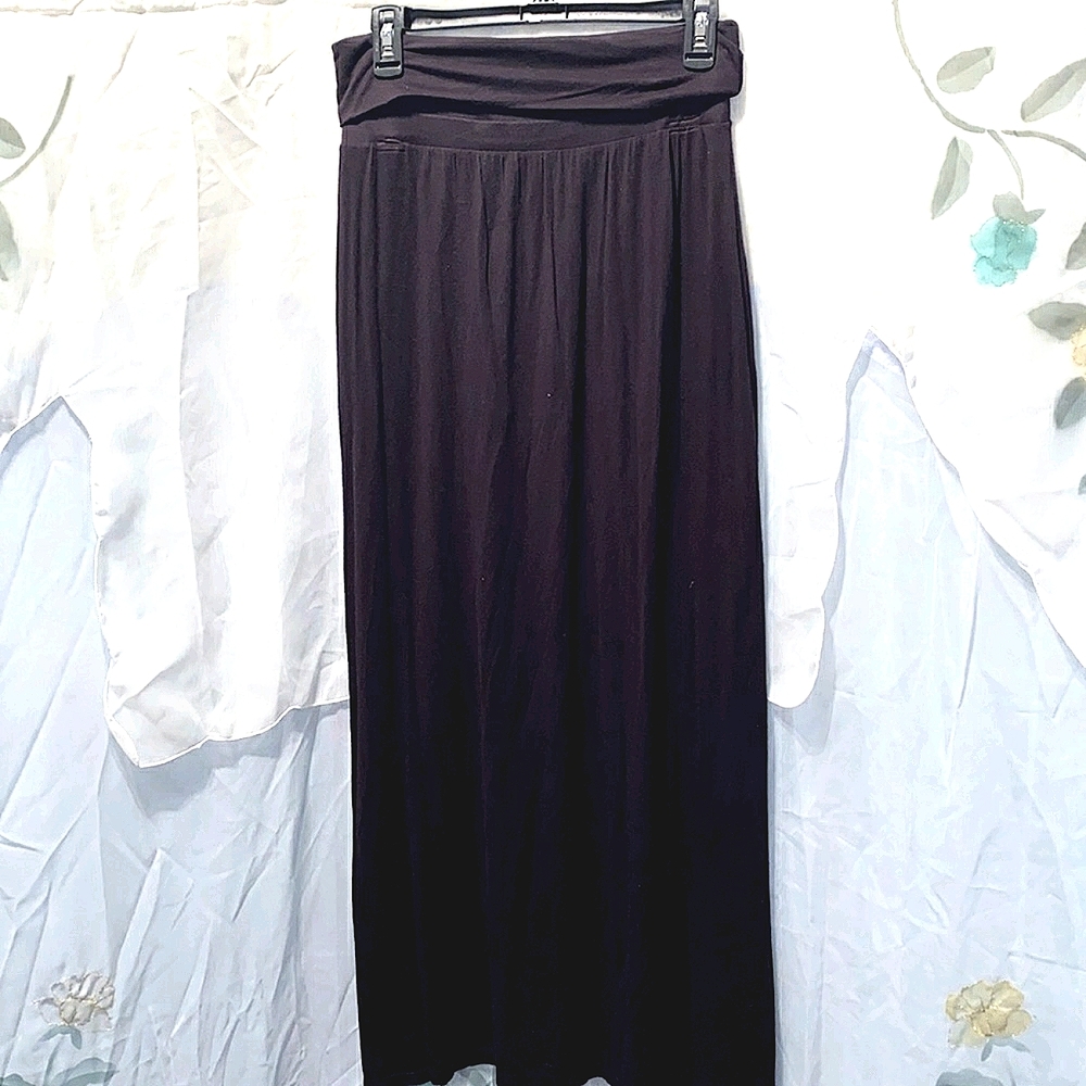 A.N.A. PETITE BLACK STRETCH MAXI SKIRT SZ PM